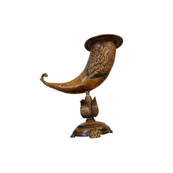 Cornucopia Horn of Plenty Metal Table Decorative Decoration - Picture 1 of 4